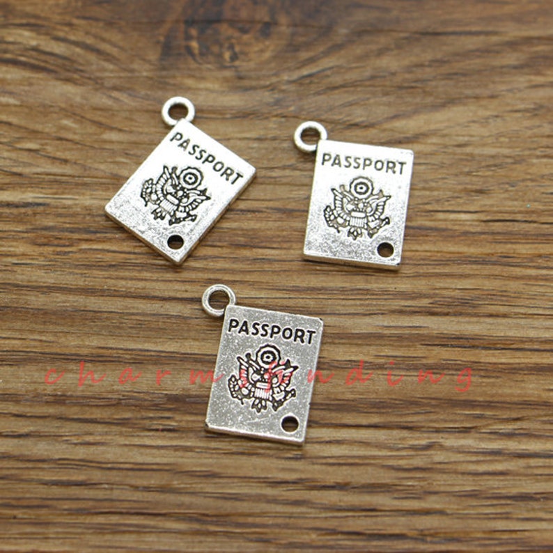 15pcs Passport Charms Travel Charms Antique Silver Tone Etsy