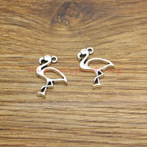 25pcs Flamingo Charms Bird Ostrich Charms Antique Silver Tone 17x24mm cf4186