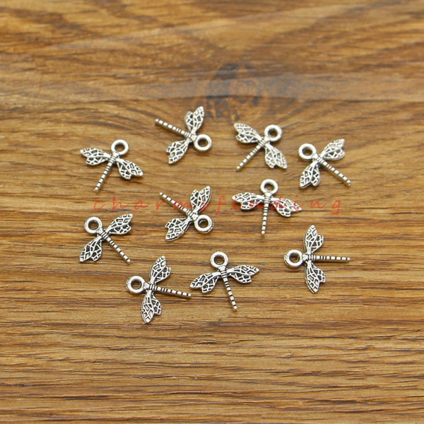 80pcs Dragonfly Charms Pendants Insect Charms Bulk Diy Jewelry Making Antique Silver Tone 15x13mm cf4938