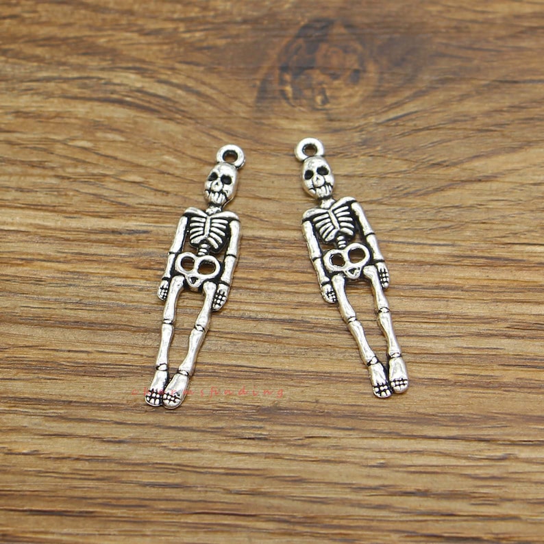25pcs Skeleton Charms Halloween Charms Antique Silver Tone Etsy
