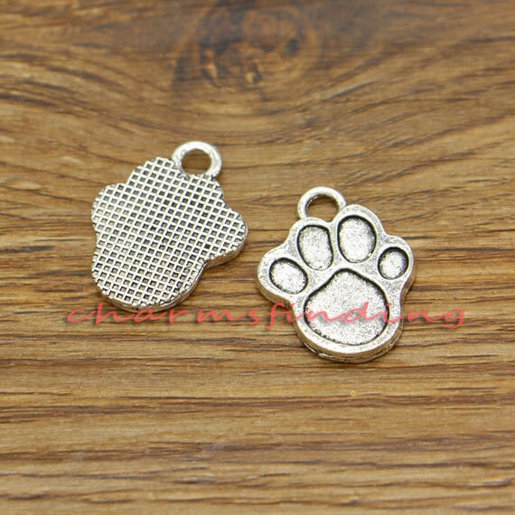15pcs Paw Print Charms Dog Paw Charm Antique Silver Tone Etsy