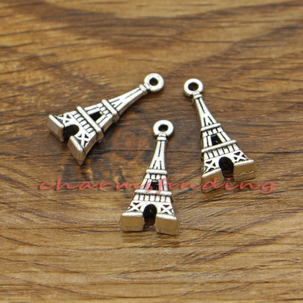 25pcs Tour Eiffel Charmes France Charmes Antique Argent Ton 9x20mm cf0543