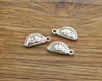 10pcs 3D Ravioli Dumplings Charms Pierogi Food Charm Hand Pie Charm Antique Silver Tone 10x22mm cf4336