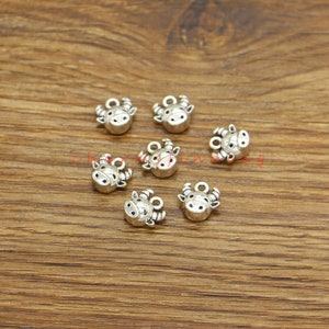25pcs Cow Cattle Charms Antique Silver Tone 10x10x5mm cf4832