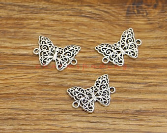 35pcs Butterfly Connectors Fly Insect Charms Antique Silver Tone 20x14mm cf4724