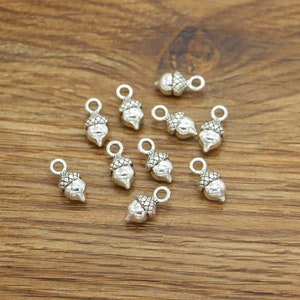 30pcs Acorn Charms Nut Charms 3D Charms Antique Silver Tone 7x14x6mm cf3984