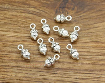 20 EICHEL CHARMS ANHÄNGER TIBETISCHES SILBER 17mm 3d Schmuckherstellung C291