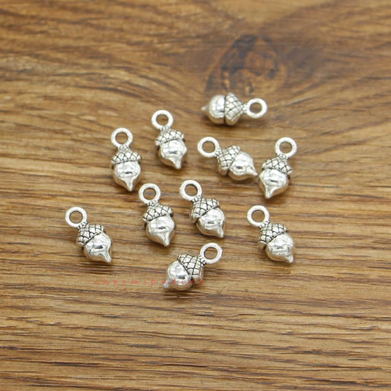 30pcs Acorn Charms Nut Charms 3D Charms Antique Silver Tone 7x14x6mm cf3984