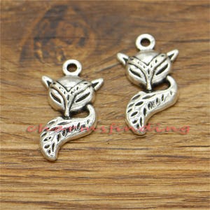 20pcs Fox Charms Animal Charm Antique Silver Tone 13x24mm cf1267