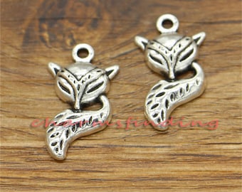 20 pezzi Ciondoli a forma di volpe Ciondolo a forma di animale in argento antico 13x24mm cf1267