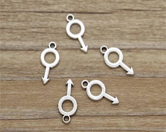 50pcs Gender Symbol Charms Male Charms Antique Silver Tone 8x18mm cf1180