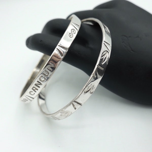 Two Sterling Silver 925 Mexican Bangle Bracelets,