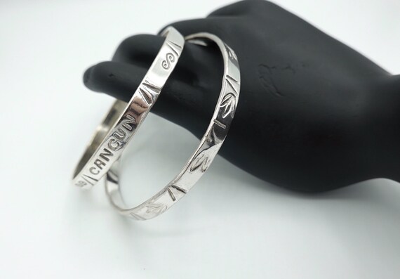 Two Sterling Silver 925 Mexican Bangle Bracelets, Vintage Jewellery