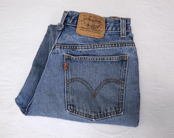 Jean droit Levis orange à délavage moyen vintage 1980
