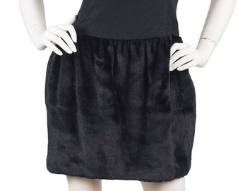 Todd Oldham 1990s VintageBlack Faux Fur Mini Cocktail Dress