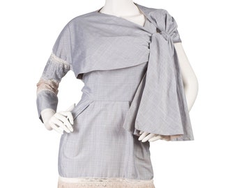 Helen of California 1950s Vintage Lace Inset Cotton Summer Dress & Shrug Set Sz XXS XS