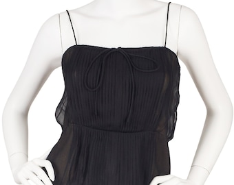 Christian Dior Haute Couture 1976 F/W Vintage Black Silk Chiffon Tank Top Sz XS