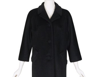 Lilli Ann 1950s Vintage Black Mohair Cocoon Coat