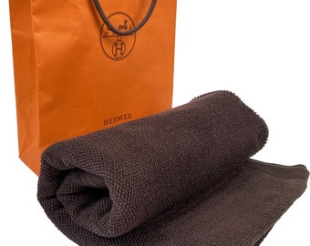 Hermès Baby 2000s NOS Dark Hazelnut Cotton Bath Towel