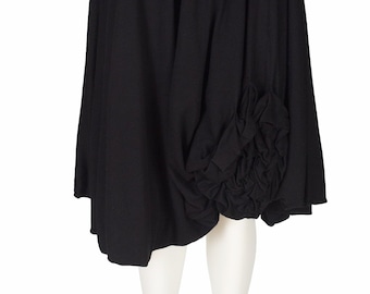 Matsuda Nicole Tokyo 1980s Vintage Black Wool Jersey High-Waisted Skirt Sz S