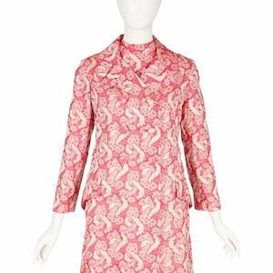 Gino Charles by Malcolm Starr 1960s Vintage Pink Brocade Evening Dress & Coat Set Sz XS image 1