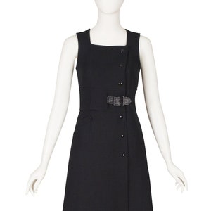 Courrèges 1970s Vintage Numbered Black Ribbed A-Line Midi Dress Sz XS S image 1