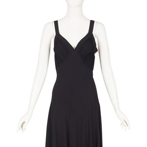 Ceil Chapman 1940s Vintage Black Rayon Crepe Bias Cut Evening Gown Sz XS S image 1