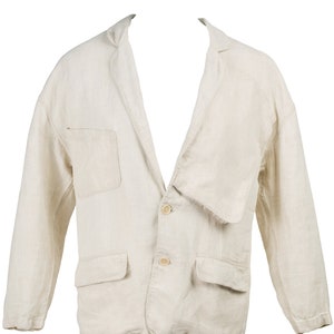 Jean-Charles de Castelbajac 1980s Vintage Men's 3D Pocket Beige Linen Jacket image 1