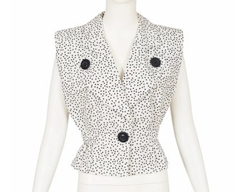 Yves Saint Laurent 1980s Vintage Confetti Print White Cotton Vest