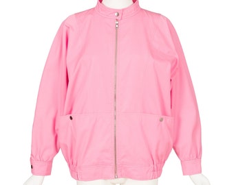 Courrèges 1980s Vintage Bubblegum Pink Cotton Bomber Jacket
