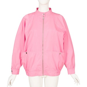 Courrèges 1980 Vintage Bubblegum rosa algodón chaqueta bomber