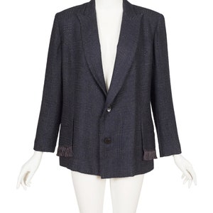 Christian Dior by John Galliano 1999 A/W Vintage Charcoal Gray Woven Wool Blazer Sz M