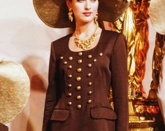 Yves Saint Laurent 1986-87 F/W Black Snakeskin Vintage Stand up