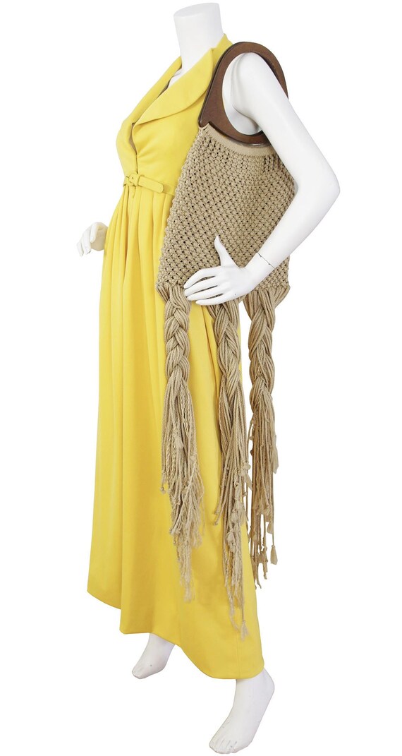 1970s Vintage Macrame Boho Purse / 50" Oversized S