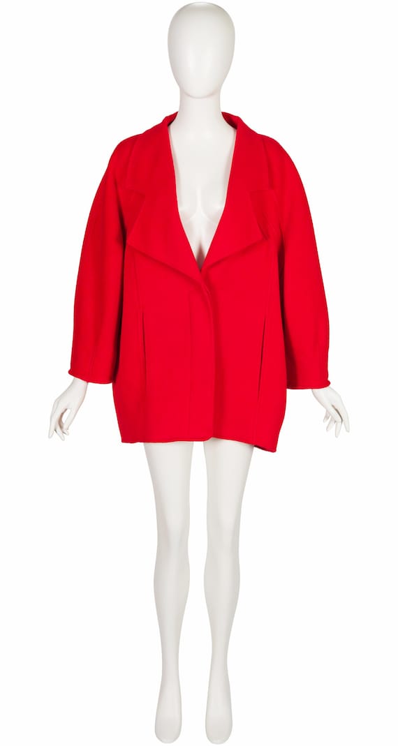 Christian Lacroix 1988-89 F/W Red Double-Faced Wool Vintage Oversized Coat Sz M