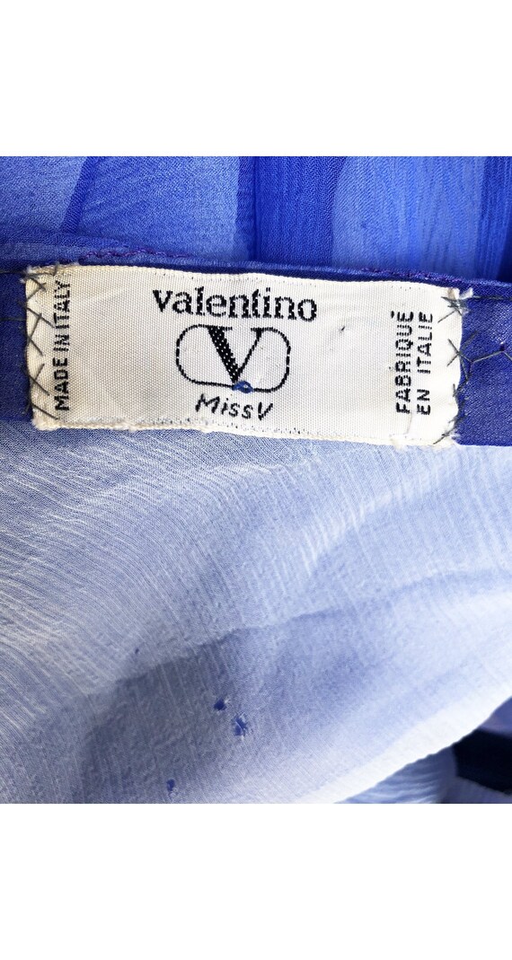 Valentino 1980s Vintage Blue Silk Chiffon Draped … - image 6