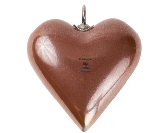 Royal Copenhagen 1970s Vintage Large Brown Heart-Shaped Pendant