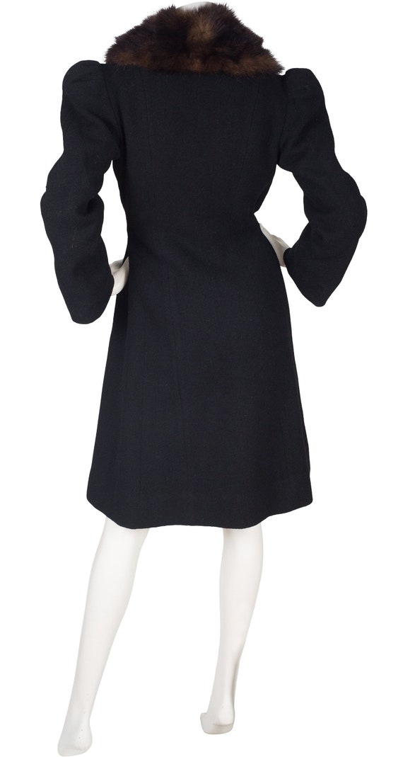 1930s Vintage Art Deco Black Wool Fur Collar Coat… - image 2