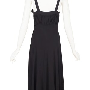 Ceil Chapman 1940s Vintage Black Rayon Crepe Bias Cut Evening Gown Sz XS S image 2