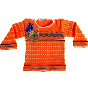 Lebretton France anni &#39;70 Vintage NOS Neon Orange maglione 6 M
