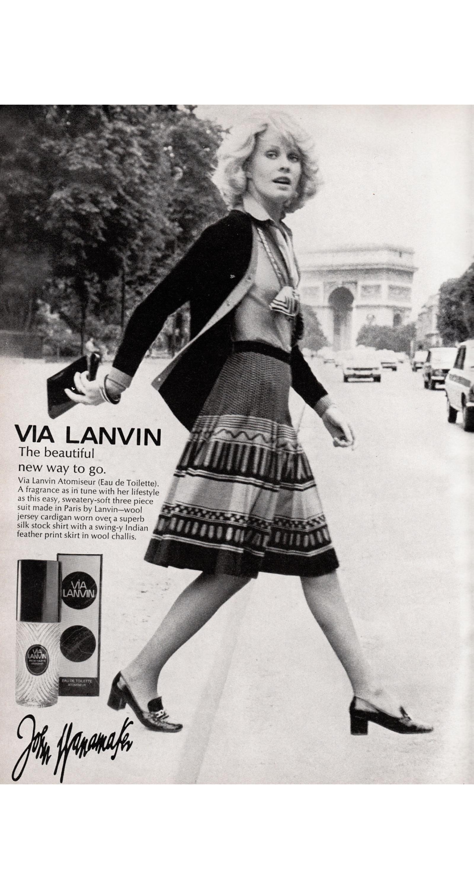 Lanvin 1973-74 F/W Vintage Feather Geometric Print Black Wool 