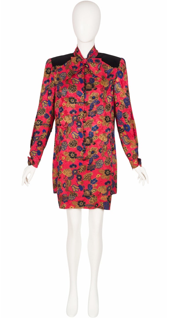 Nina Ricci 1980s Vintage Floral Silk Jacquard & V… - image 1