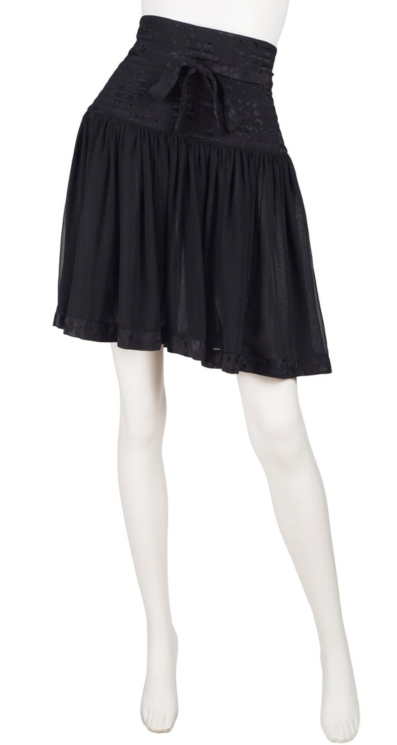 Wayne Clark 1980s Vintage Black Silk & Chiffon Hig