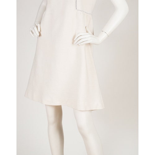Le Gaillard 1970s Vintage Logo White Cotton Mini shops Sundress Sz S