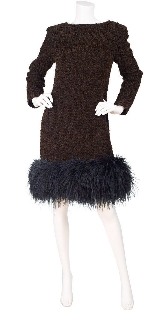 Sully Bonnelly 1990s Vintage Brown Chenille Ostric