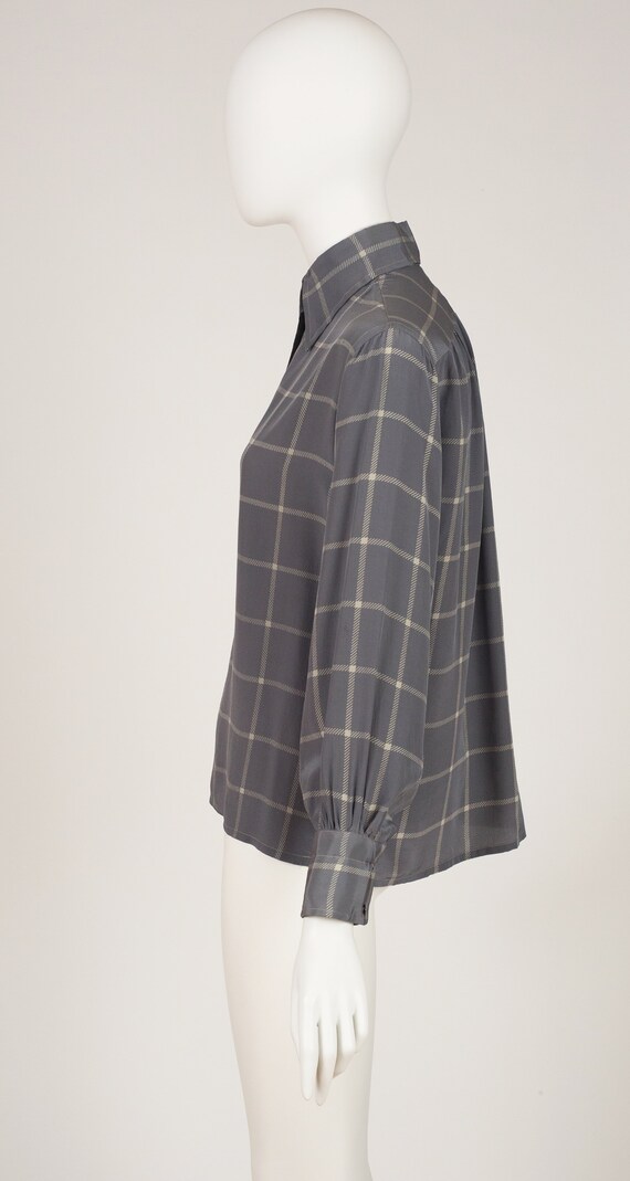 Valentino 1970s Vintage Plaid Gray Silk Balloon S… - image 5