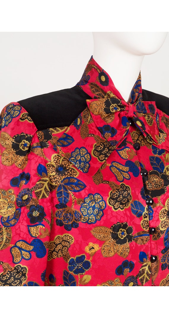 Nina Ricci 1980s Vintage Floral Silk Jacquard & V… - image 3