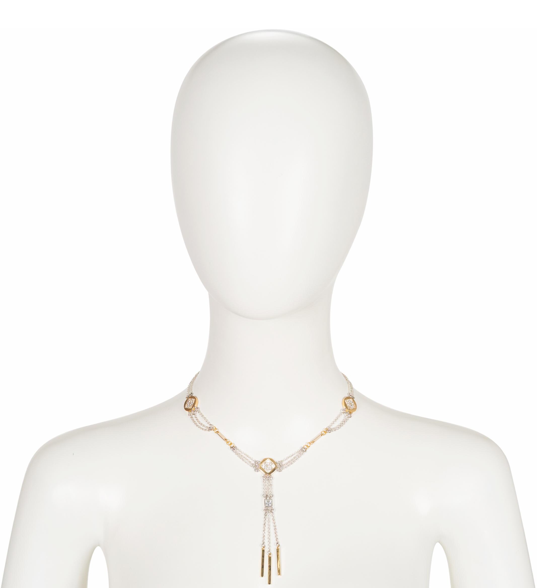 Givenchy 1990s Rhinestone Gold & Silver Vintage Dangle Pendant