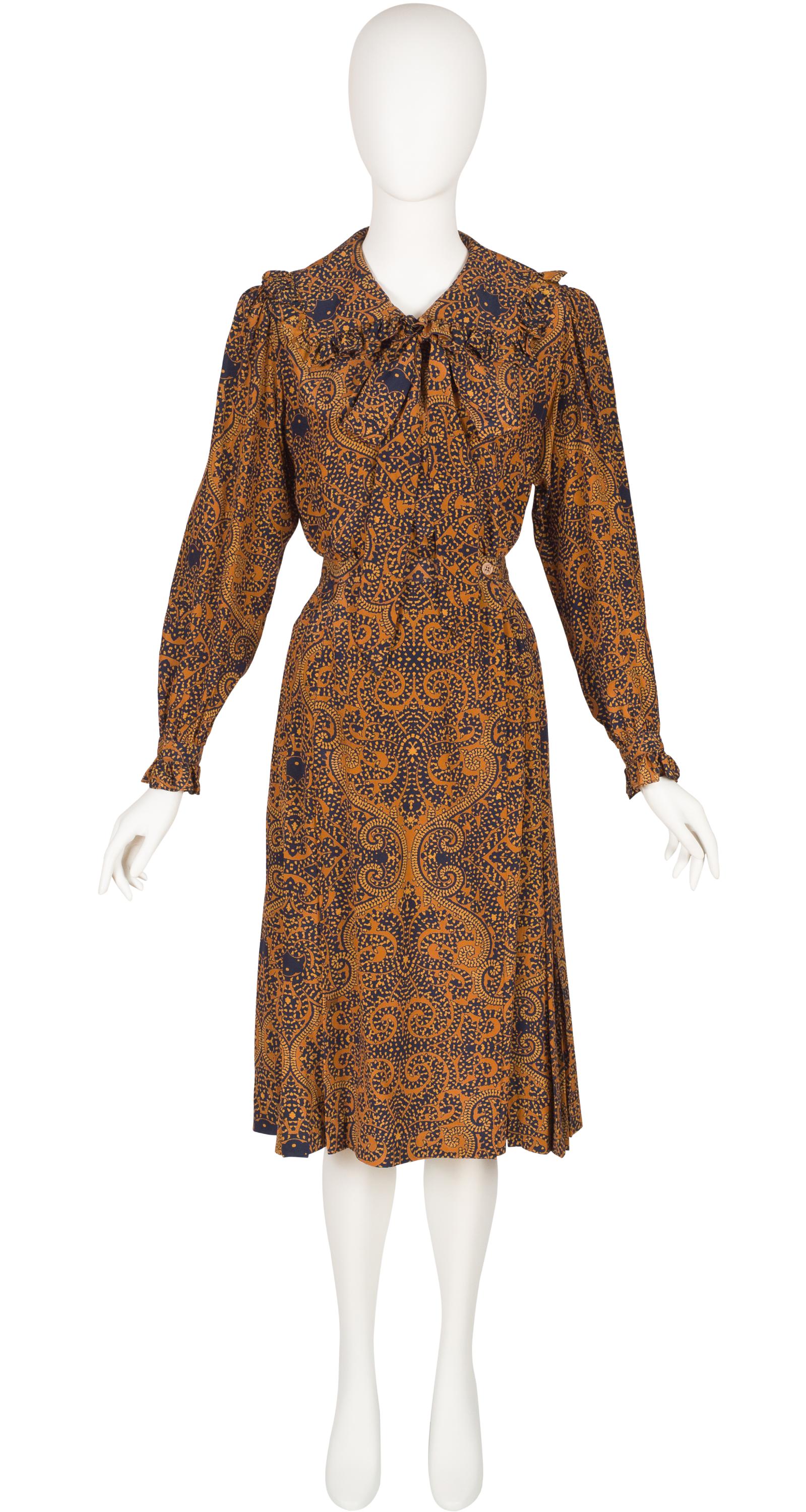 ヴィンテージ イヴサンローラン ブラウス ボウタイ ペイズリー柄 総柄