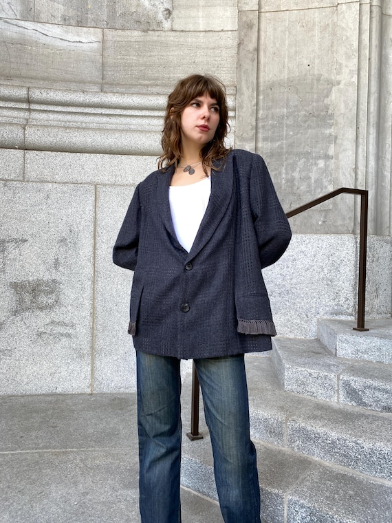 Christian Dior Monsieur, Christian Dior by John Galliano 1999 A/W Vintage Charcoal Gray Woven Wool Blazer Sz M